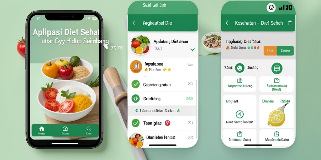 Antarmuka aplikasi Diet Sehat 797K yang menarik dan mudah digunakan.
