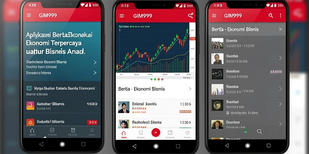 Antarmuka aplikasi GIM999 yang menampilkan berita Ekonomi Bisnis.