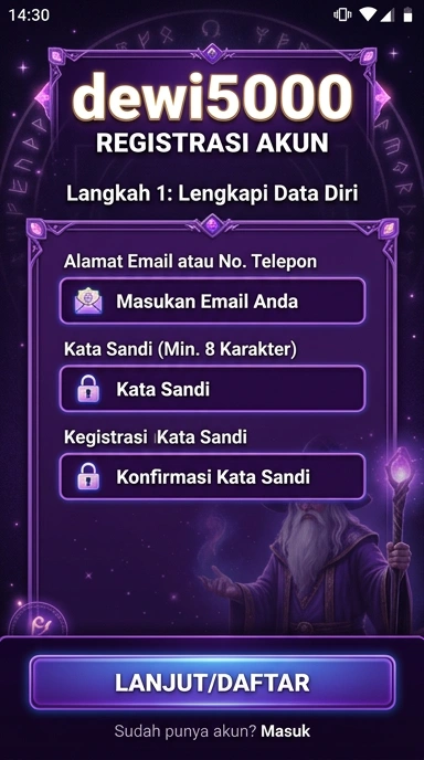 Tampilan halaman daftar dewi5000